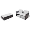 vidaXL 4-tlg. Garten-Lounge-Set mit Kissen Poly Rattan Braun