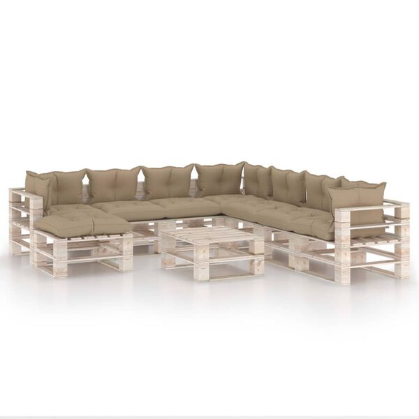 vidaXL 9-tlg. Garten-Lounge-Set aus Paletten mit Kissen Kiefernholz