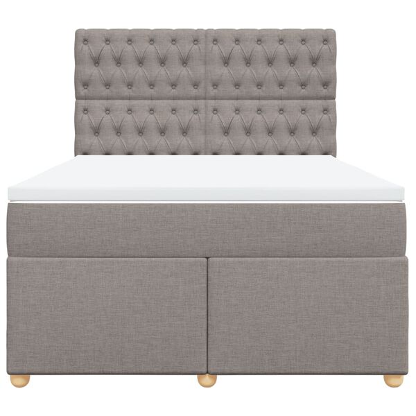 vidaXL Boxspringbett mit Matratze Taupe 160x200 cm Stoff