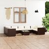 vidaXL 10-tlg. Garten-Lounge-Set mit Kissen Poly Rattan Braun
