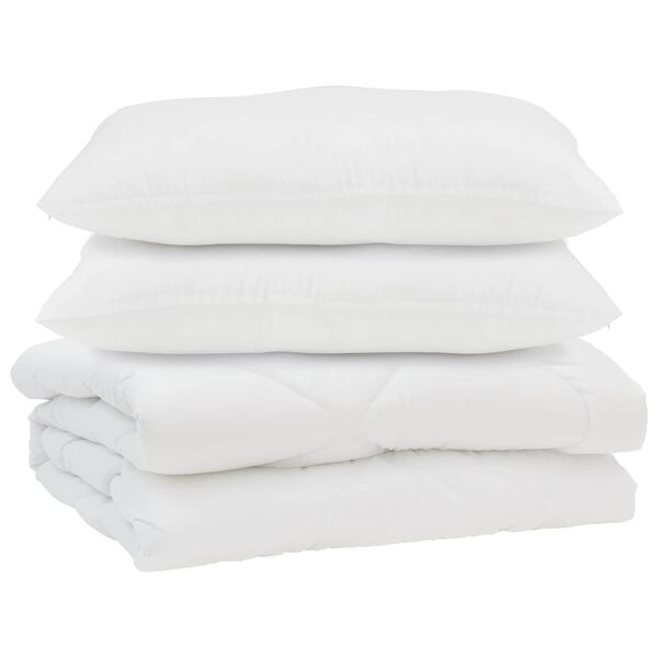 vidaXL Bettdecke mit Kissen 3 pcs Wei&szlig; Mikrofaser