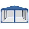 vidaXL Partyzelt mit 12 Mesh-Seitenteilen Blau 8x4 m HDPE