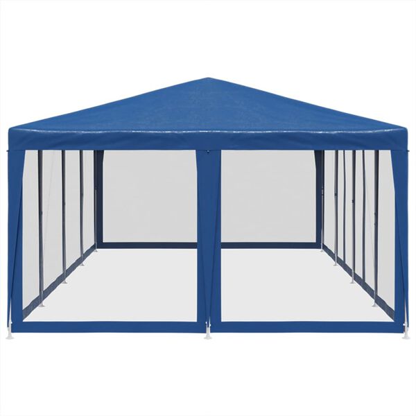 vidaXL Partyzelt mit 12 Mesh-Seitenteilen Blau 8x4 m HDPE