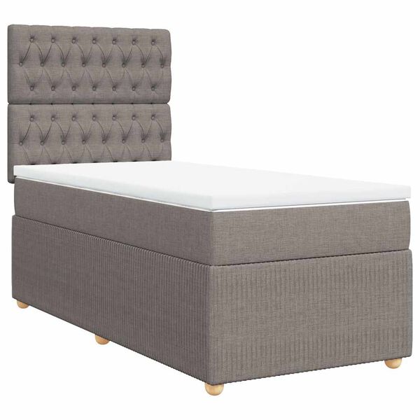vidaXL Boxspringbett mit Matratze Taupe 90x190 cm Stoff