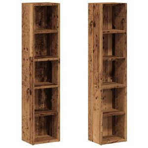 vidaXL CD-Regale 2 Stk. Altholz-Optik 21x16x93,5 cm Holzwerkstoff