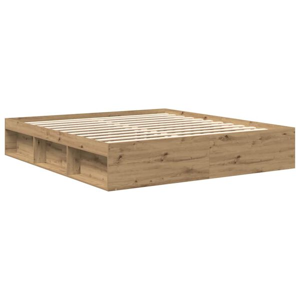 vidaXL Bettgestell ohne Matratze Artisan-Eiche 200x200cm Holzwerkstoff