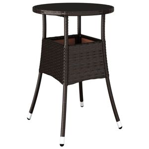 vidaXL Gartentisch &Oslash;60x75 cm Hartglas und Poly Rattan Braun