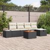 vidaXL Garten-Sofa-Set mit Kissen 6 pcs Schwarz Poly Rattan