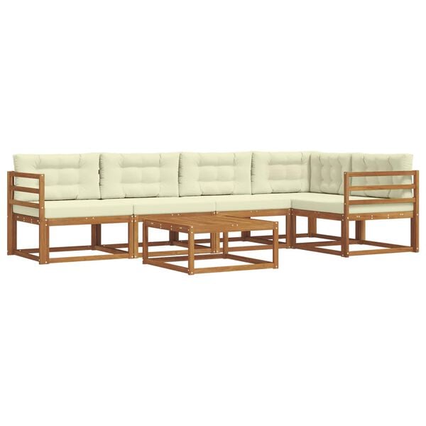 vidaXL Outdoor-Sofagarnitur mit Kissen 6 pcs Natur und Creme