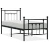 vidaXL Bettgestell mit Kopf- und Fu&szlig;teil Metall Schwarz 75x190 cm