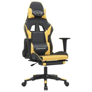 vidaXL Gaming-Stuhl mit Massage & Fu&szlig;st&uuml;tze Schwarz Golden Kunstleder