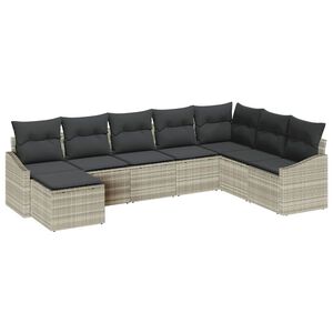 vidaXL Sofa Set mit Kissen 8 pcs Hellgrau Poly-Rattan