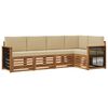 vidaXL Ecksofa Set 4 pcs Natur Massives Akazienholz und Polyester