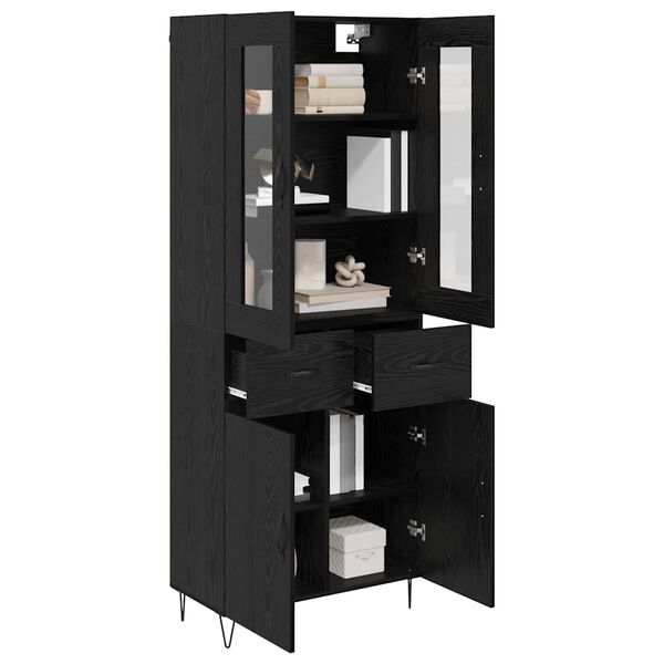 vidaXL Highboard Schwarz Eichen-Optik 69,5 x 34 x 90 cm Holzwerkstoff
