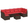 vidaXL Gartensofa-set 8 stk. 7-Sitzanzahl Beige und Rot Poly-Rattan
