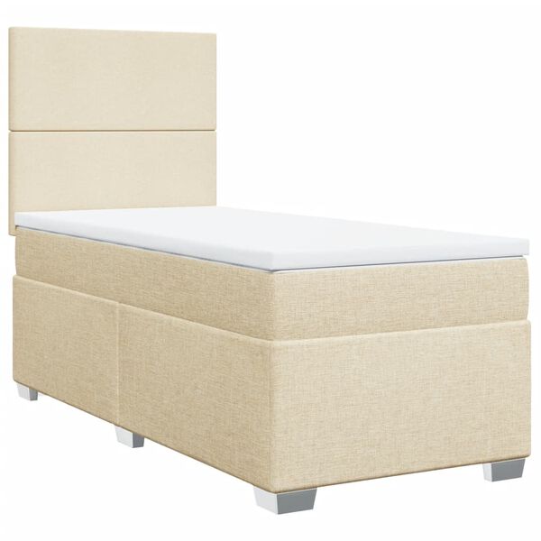 vidaXL Boxspringbett mit Matratze Creme 90x190 cm Stoff