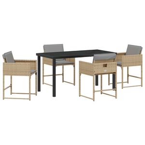 vidaXL Garten Essgruppe 5 stk. Beige Poly-Rattan