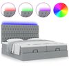 vidaXL Ottoman-Bett mit Matratzen & LEDs Hellgrau 200x200 cm Stoff
