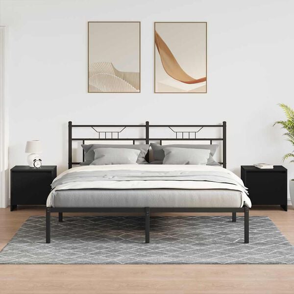 vidaXL Nachttische 2 Stk. Schwarz 45x34x44,5 cm Holzwerkstoff