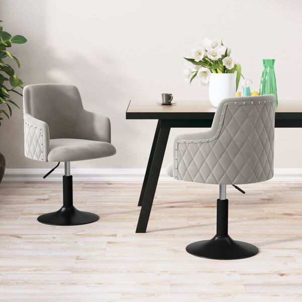 vidaXL Esszimmerst&uuml;hle 2 Stk. Drehbar Hellgrau Samt