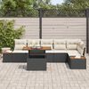 vidaXL Garten-Sofa-Set mit Speicher 7 pcs Schwarz Poly Rattan