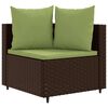vidaXL 4-tlg. Garten-Sofagarnitur mit Kissen Braun Poly Rattan
