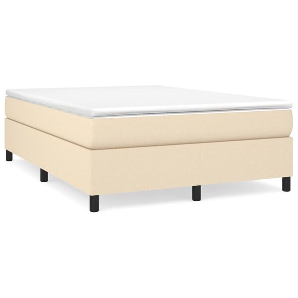 vidaXL Boxspringbett mit Matratze Creme 140x200 cm Stoff