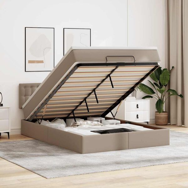 vidaXL Ottoman-Bett mit Matratze Cappuccino-Braun 140x200cm Kunstleder