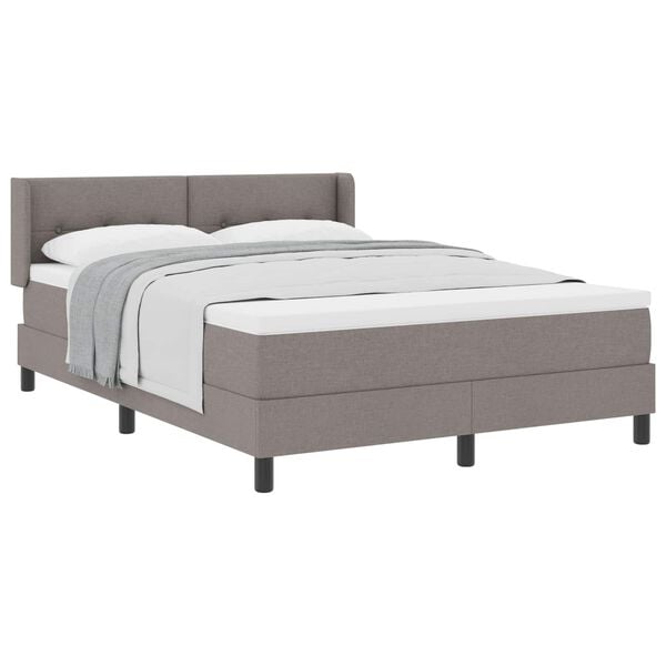 vidaXL Boxspringbett mit Matratze Taupe 190 x 140 cm Polyester