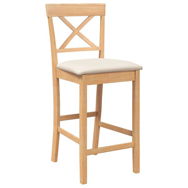 vidaXL Barhocker mit Kissen 2 Stk. Natur Massivholz Gummibaum