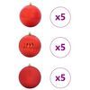 vidaXL Weihnachtsbaumkugel Set XL 15 pcs Rot Kunststoff