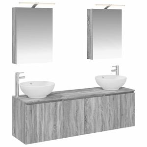 vidaXL Badezimmerschrank-Set 5 stk. Grau Sonoma Holzwerkstoff