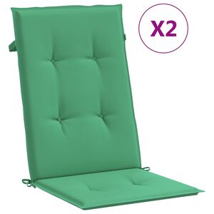 vidaXL Gartenstuhlauflagen f&uuml;r Hochlehner 2 Stk. Gr&uuml;n 120x50x3cm Stoff