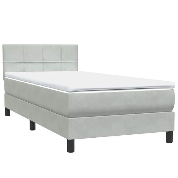 vidaXL Boxspringbett mit Matratze Hellgrau 80x210 cm Samt