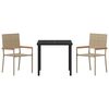 vidaXL Garten Essgruppe mit Kissen 3 pcs Beige Poly-Rattan