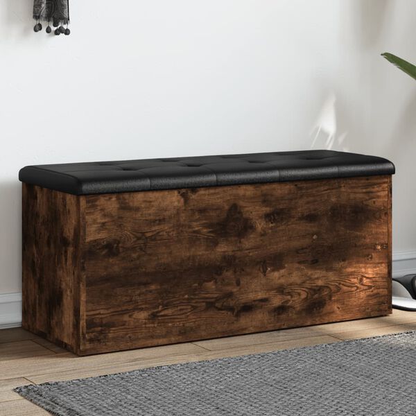vidaXL Sitzbank mit Stauraum R&auml;uchereiche 102x42x45 cm Holzwerkstoff