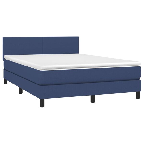 vidaXL Boxspringbett mit Matratze Blau 140x190 cm Stoff