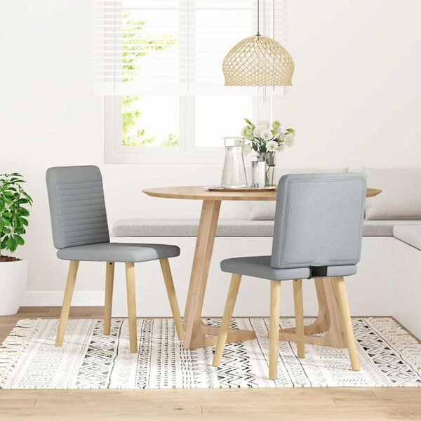 vidaXL Esszimmerstühle 2 Stk. Hellgrau Stoff