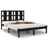 vidaXL Massivholzbett Schwarz 135x190 cm