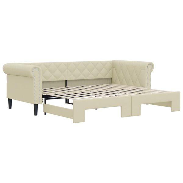vidaXL Tagesbett Ausziehbar Creme 90x200 cm Kunstleder