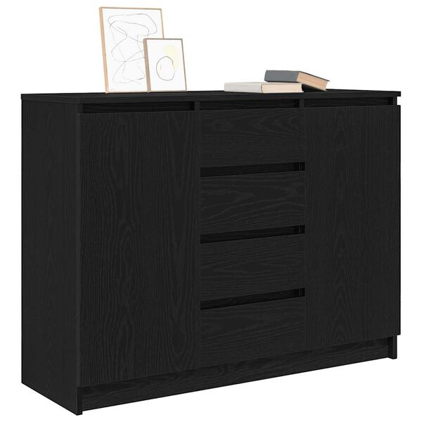 vidaXL Sideboard mit Schubladen Schwarz Eichen-Optik 100,5x35x76 cm