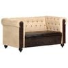 vidaXL Chesterfield-Sofa 2-Sitzer Braun Echtleder