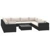 vidaXL 9-tlg. Garten-Lounge-Set mit Auflagen Poly Rattan Schwarz
