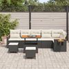 vidaXL Garten-Sofa-Set mit Kissen mit Speicher Schwarz Poly Rattan
