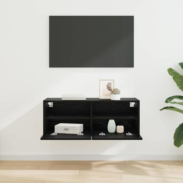 vidaXL TV-Wandschrank Schwarz Eichen-Optik 80 x 30 x 30 cm