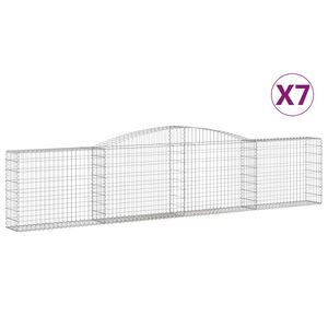 vidaXL Gabionen mit Hochbogen 7 Stk. 400x30x80/100cm Verzinktes Eisen