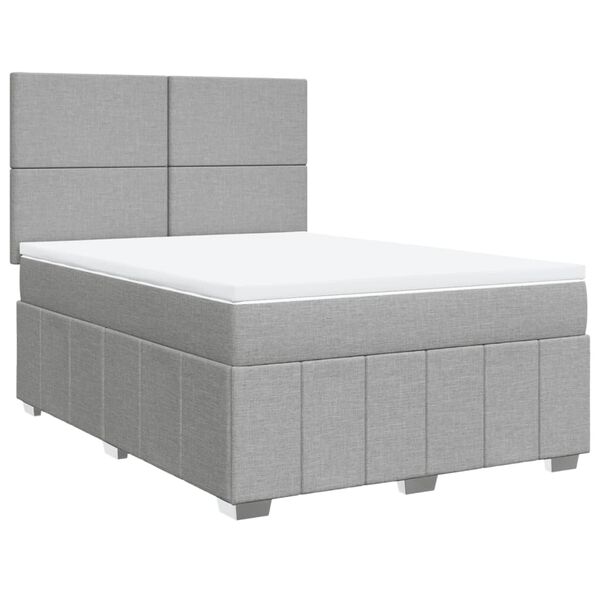 vidaXL Boxspringbett mit Matratze Hellgrau 140x200 cm Stoff