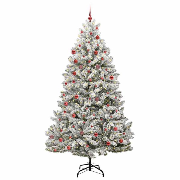 vidaXL K&uuml;nstlicher Weihnachtsbaum Gr&uuml;n und Wei&szlig; 210 cm PVC und Metall