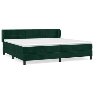 vidaXL Boxspringbett mit Matratze Dunkelgr&uuml;n 200x200 cm Samt