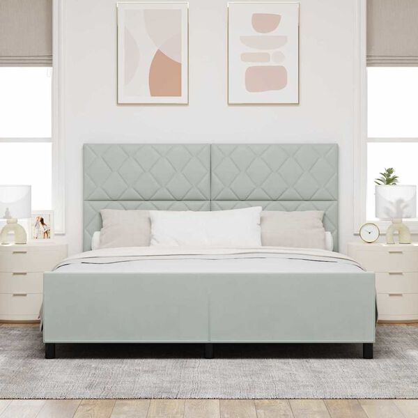 vidaXL Boxspringbett mit Kopfteil Hellgrau 180 x 200 cm Samt